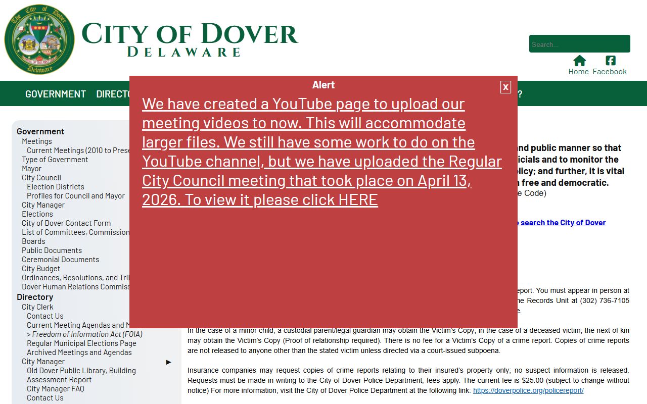 Dover Residents Directory City of Dover FOIA page
