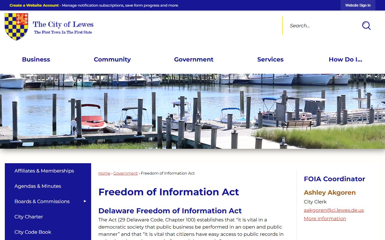 Lewes Residents Directory FOIA page