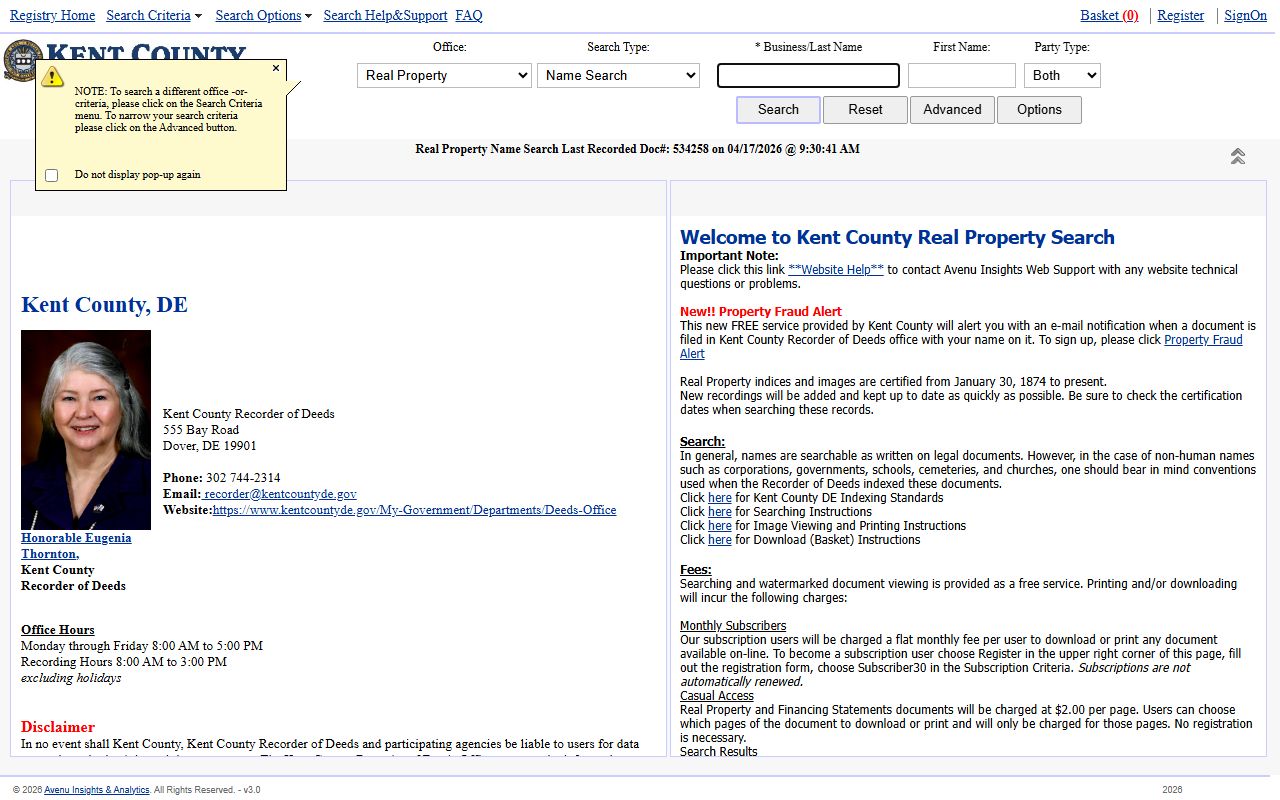 Kent County Residents Directory deeds records search form