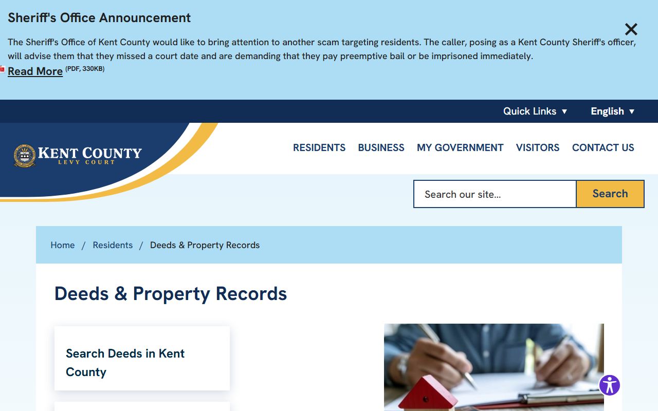 Kent County Residents Directory property records search page