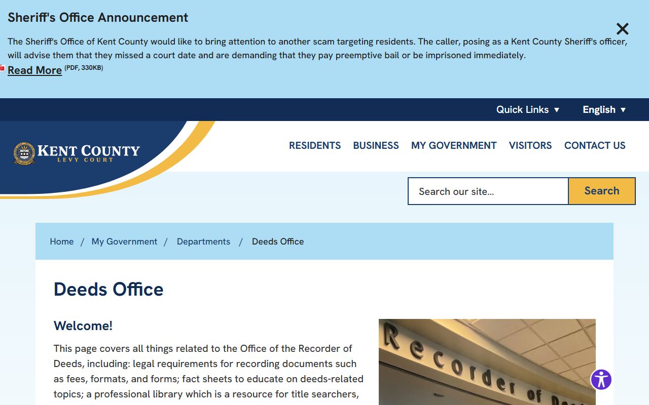 Kent County Residents Directory Recorder of Deeds office page