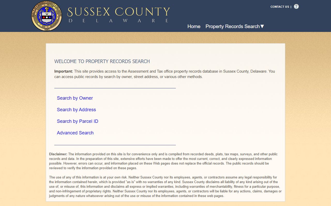 Sussex County Residents Directory property search tool