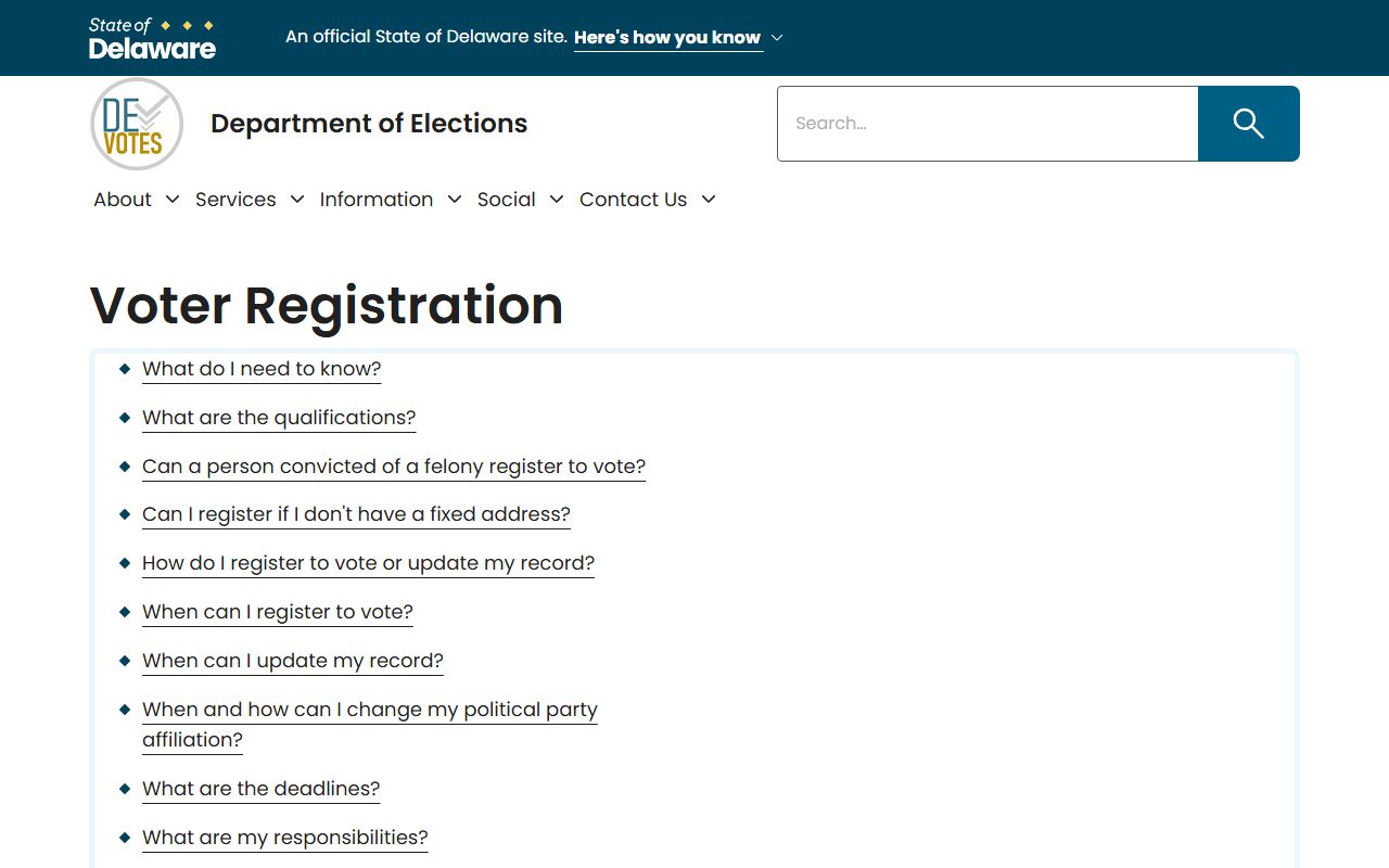 Delaware Residents Directory voter registration