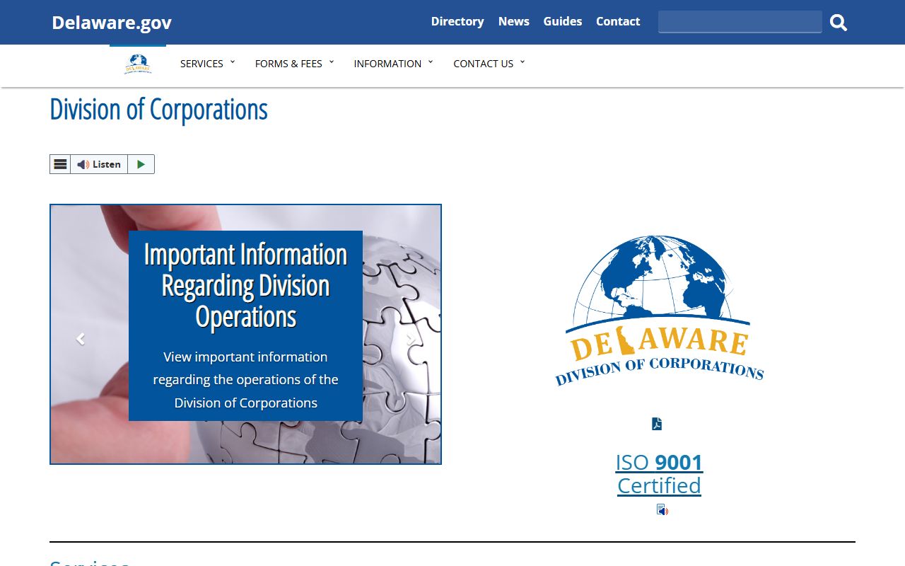 Delaware Residents Directory Division of Corporations